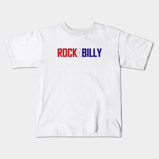 ROCKABILLY-Red White and Blue Kids T-Shirt by BLDesign